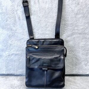 Vintage Fossil Leather Crossbody Bag Dark Brown Utility Key Charm ID Window Y2K